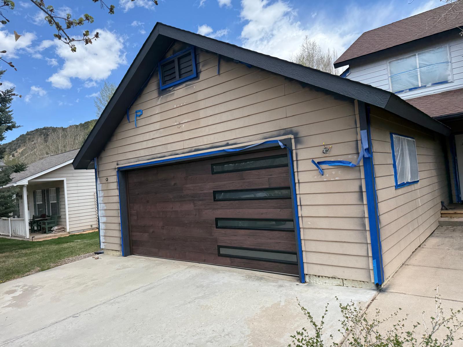 Garage & Siding Prep Before Spray